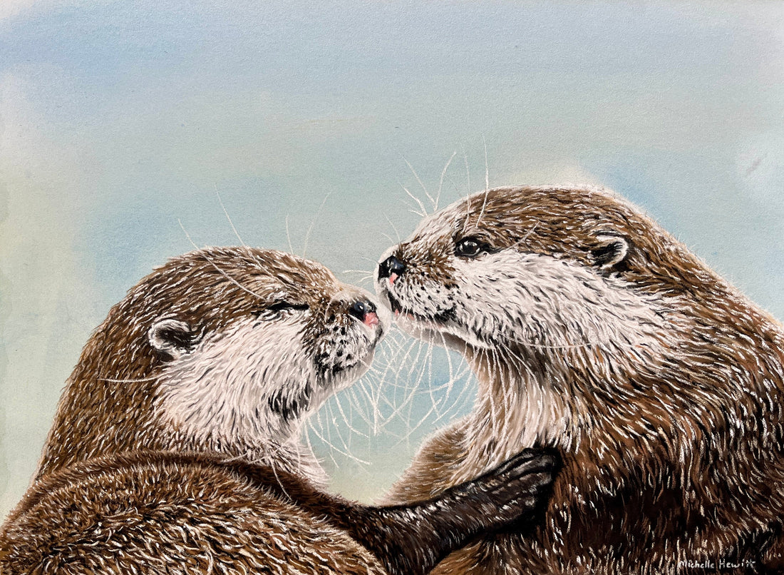 2 otters rubbing noses